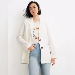 Madewell Dorset Relaxed-Fit Linen Blazer Ivory Size XXS